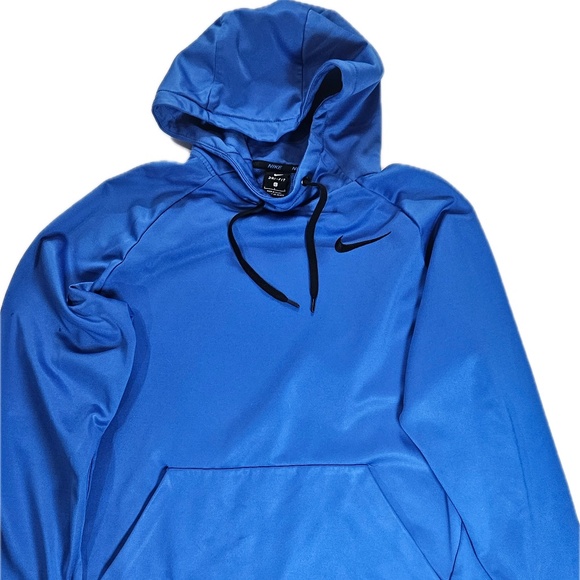 Nike Dri-FIT Hoodie Mens Large Blue Pullover Athletic Swoosh Kangaroo Pocket - Picture 1 of 8